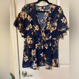 Floral VNeck Blouse